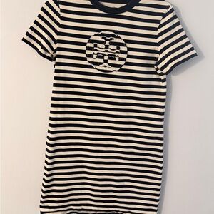 Tory Burch Navy and Cream Striped Top